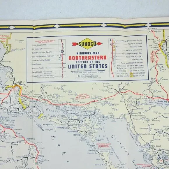 Vintage 1958 SUNOCO Gas Company Road Map Eastern United States - Picture 5 of 12